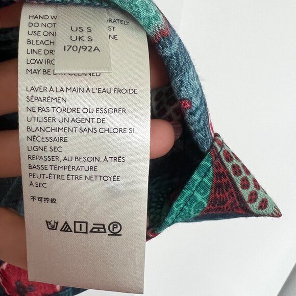 Anthropologie Mave Floral Shirt - Green with Red Floral Patterns, Size Small - Picture 7 of 7